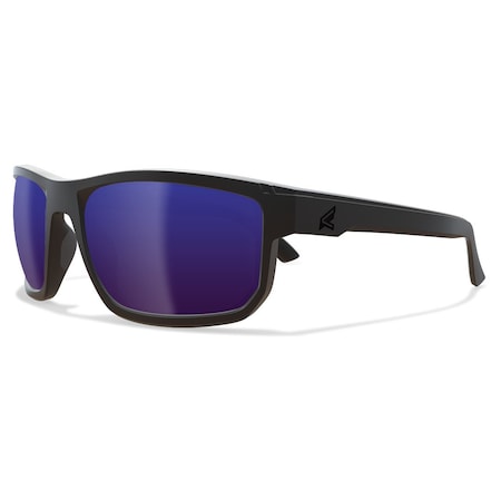 Edge Eyewear Defiance Safety Eyewear, Black Frame/ Polarized Aqua Precision Blue Mirror Lenses ZTDFAP218